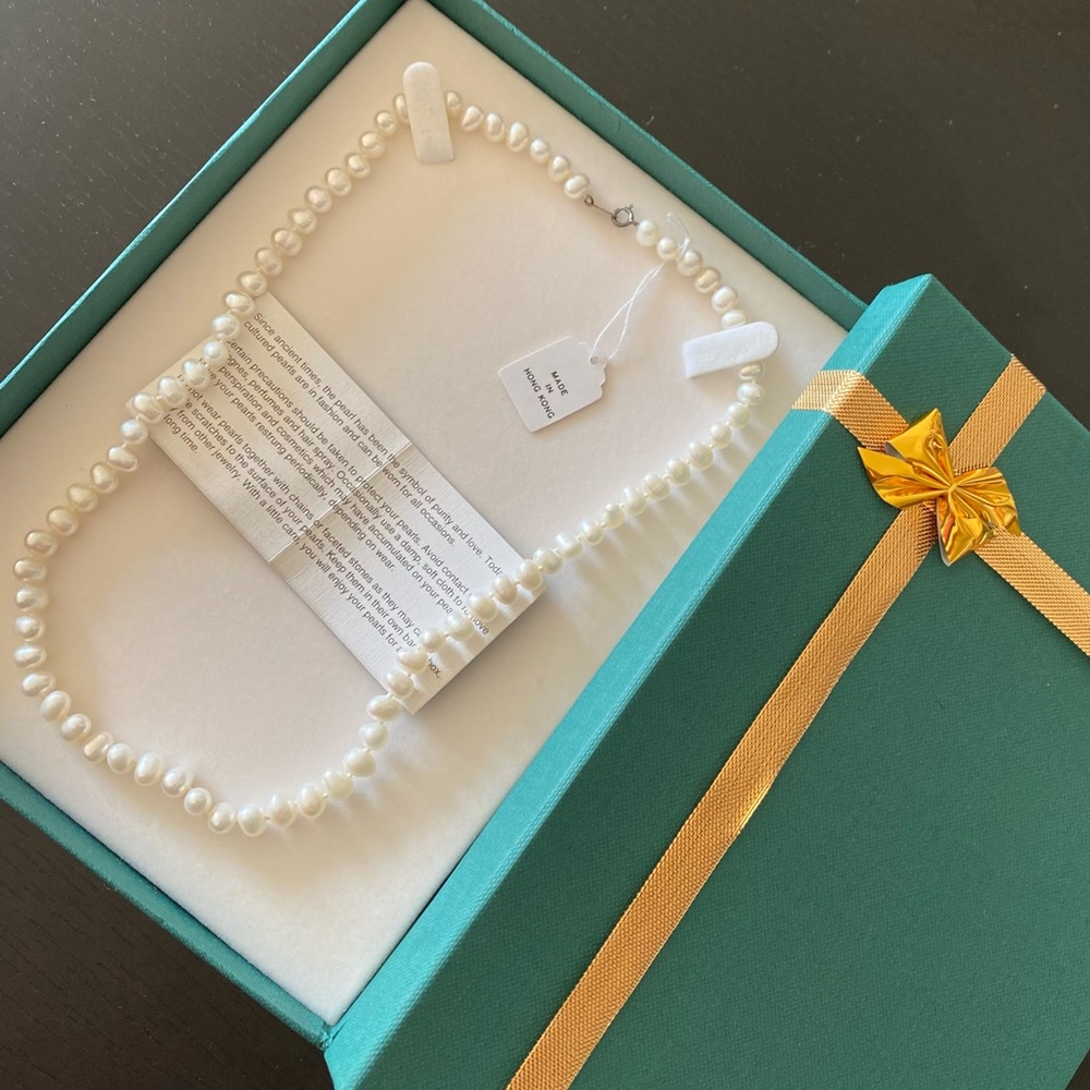 New Sterling Silver Pearl Necklace “B”